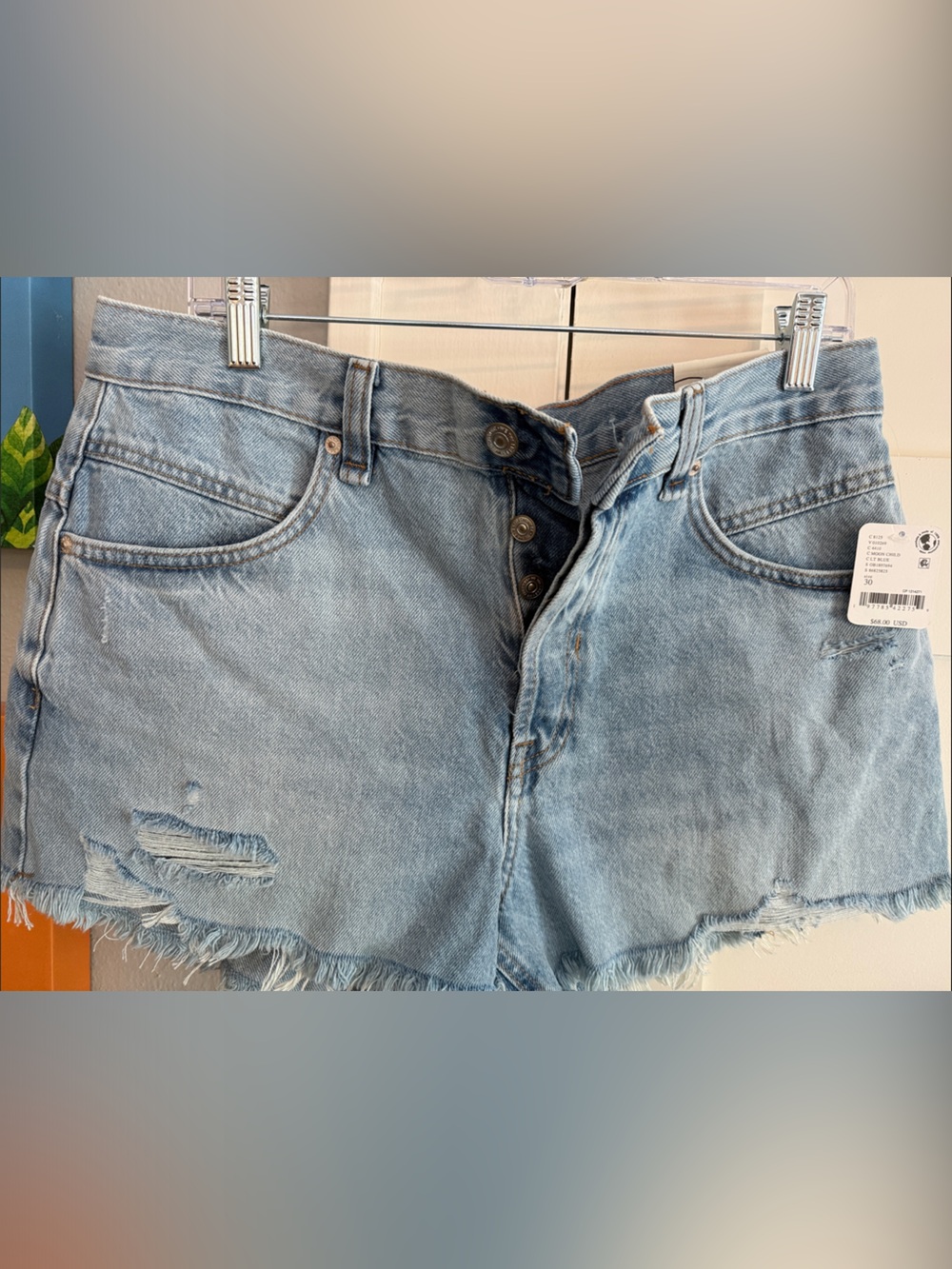 We The Free Light Wash Distressed Denim Cutoff Shorts